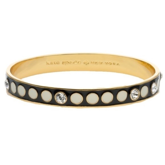 KATE SPADE • Black Spotlight Cream Spade Enamel Bangle Bracelet - Picture 1 of 3